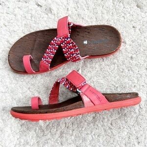 Merrell Women's AROUND TOWN SUNVUE Hot Coral Thong Sandals Size 8